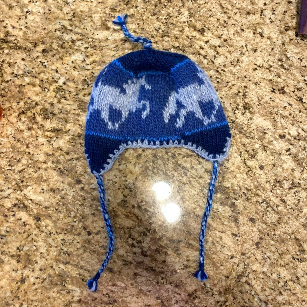 Icelandic Wool Knit Fleece Lined Horse Design Winter Hat